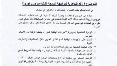 Photo of وزارة الصحة تحذر من موجة جديدة لكوفيد 19 في اليمن