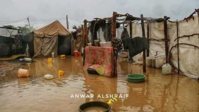 Photo of الأمطار تغرق مخيمات النازحين بالخوخة